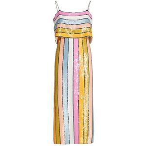 Veronica Beard Ivanna Striped Sequin Midi-Dress